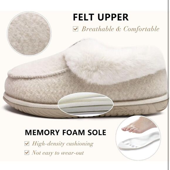 NWT Coface Women’s Size 7 Cream Beige Knit Slippers House Shoes Slip On - Picture 11 of 14